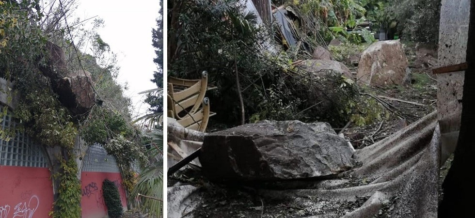 Grandi massi precipitano sulla ciclabile, chiusa anche la strada adiacente